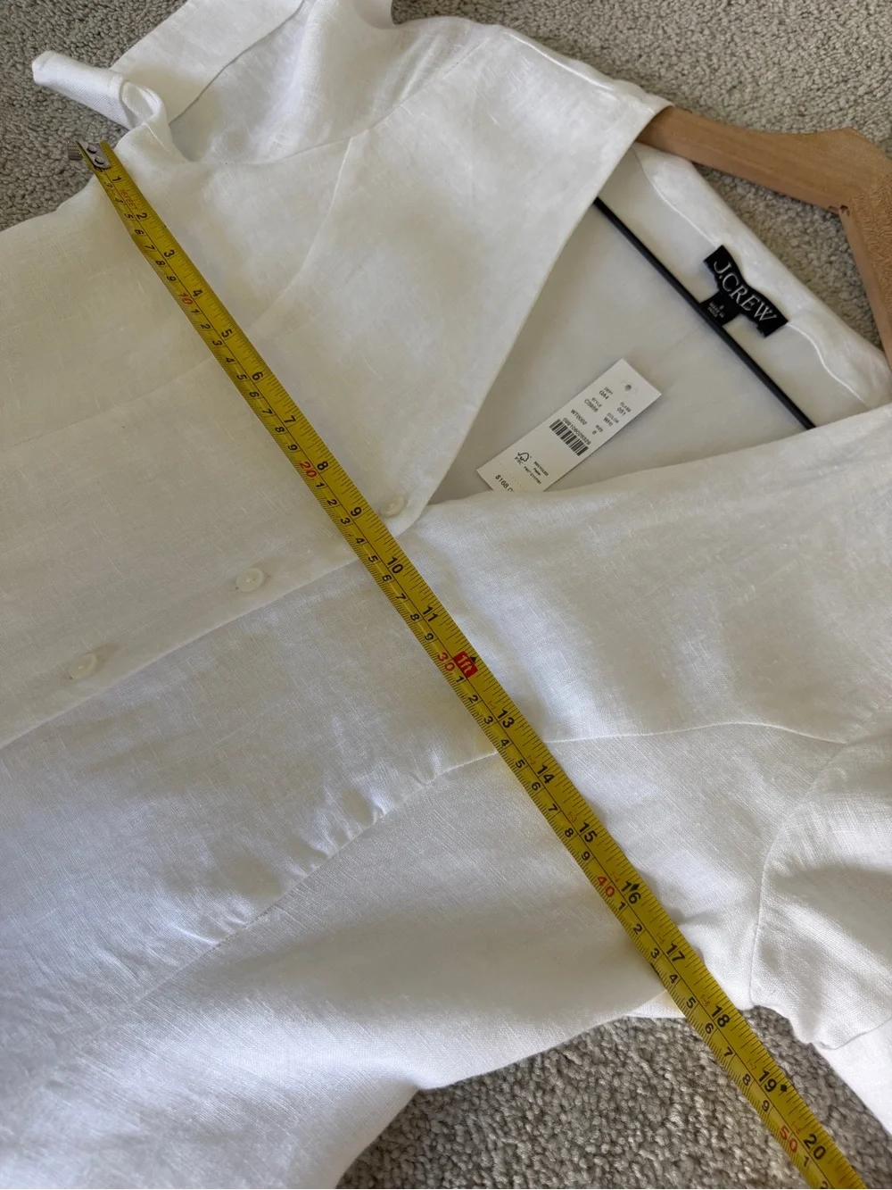 J.Crew Fleur Linen Mini Dress White Button Front Tie Back NWT Size 6